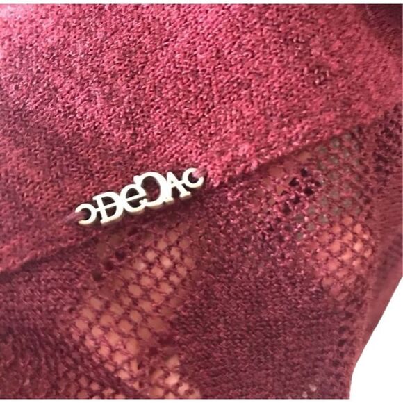 Deca Paris Women's Burgundy Polka Dot Mesh Long Sleeve Loose Sweater Size 4 NWT - Picture 3 of 11